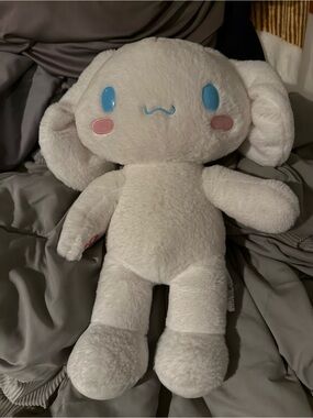 Cinnamon roll White Bunny Doll with Blue Eyes and Pink Cheeks Sanrio